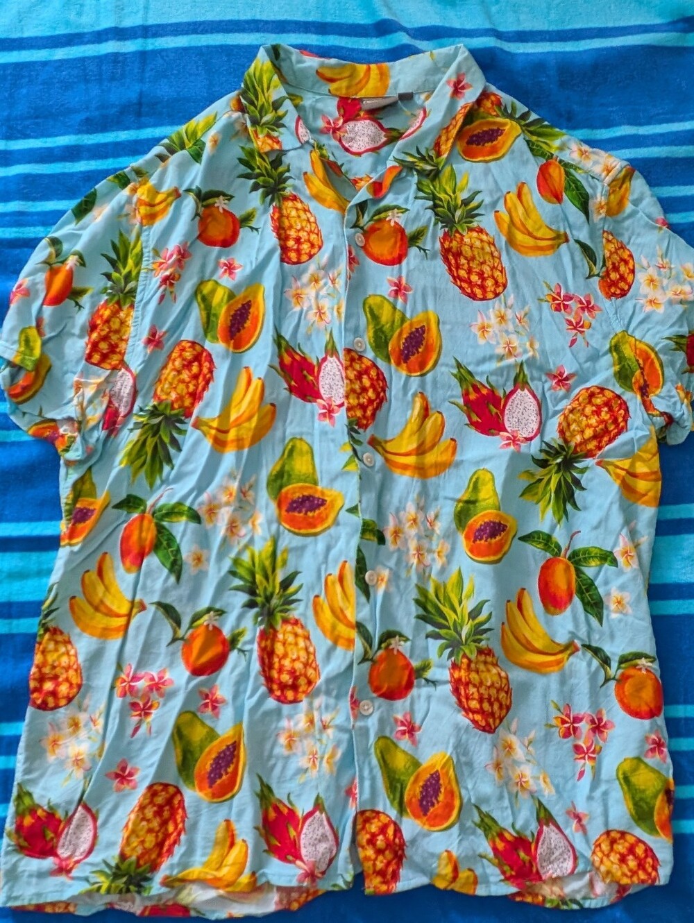 ASOS Tropical Fruit Print Short-Sleeve Shirt/Shorts Set - Light Blue